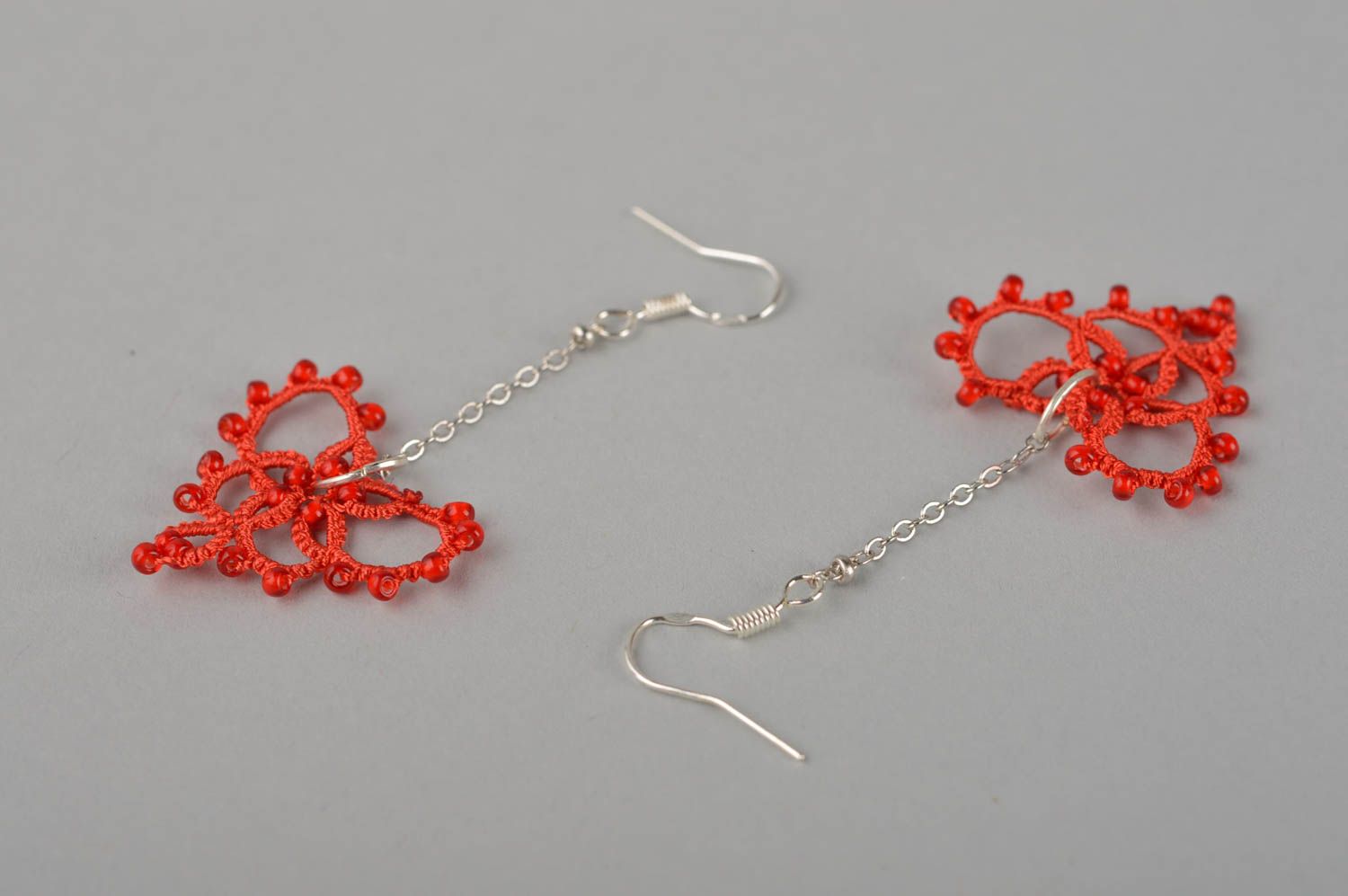 Stylish handmade woven thread earrings textile earrings cool jewelry designs photo 2