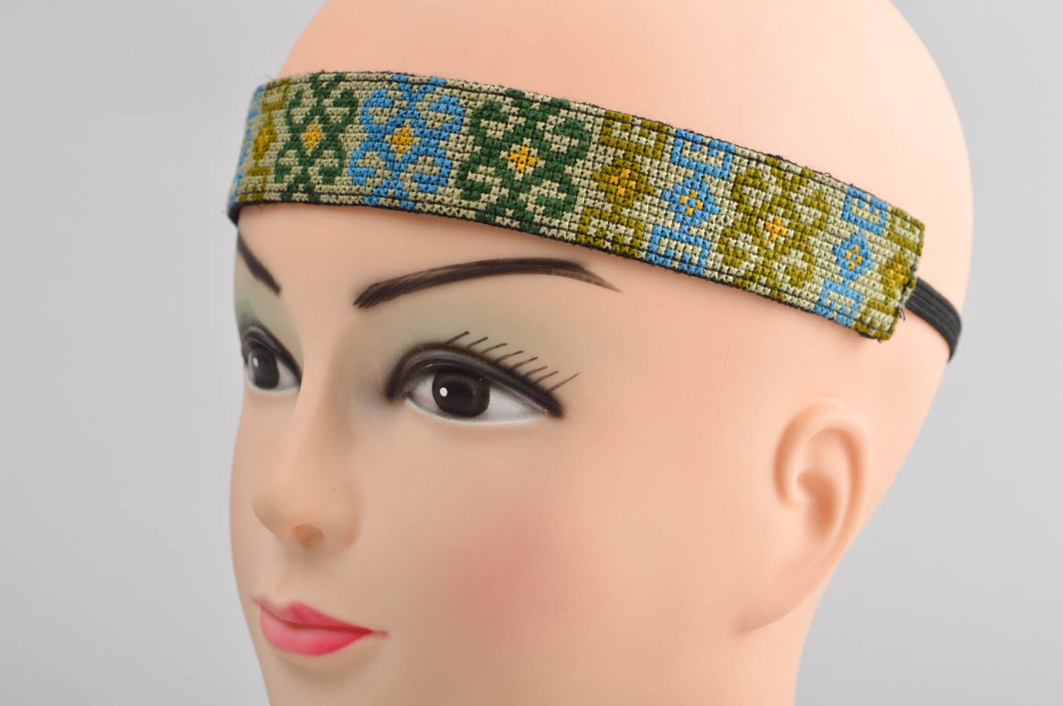 Handmade designer headband unusual accessory for hair embroidered headband photo 5