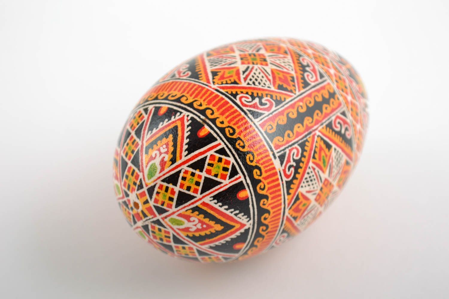Easter egg painted with acrylic dyes goose handmade pysanka with horse pattern photo 4