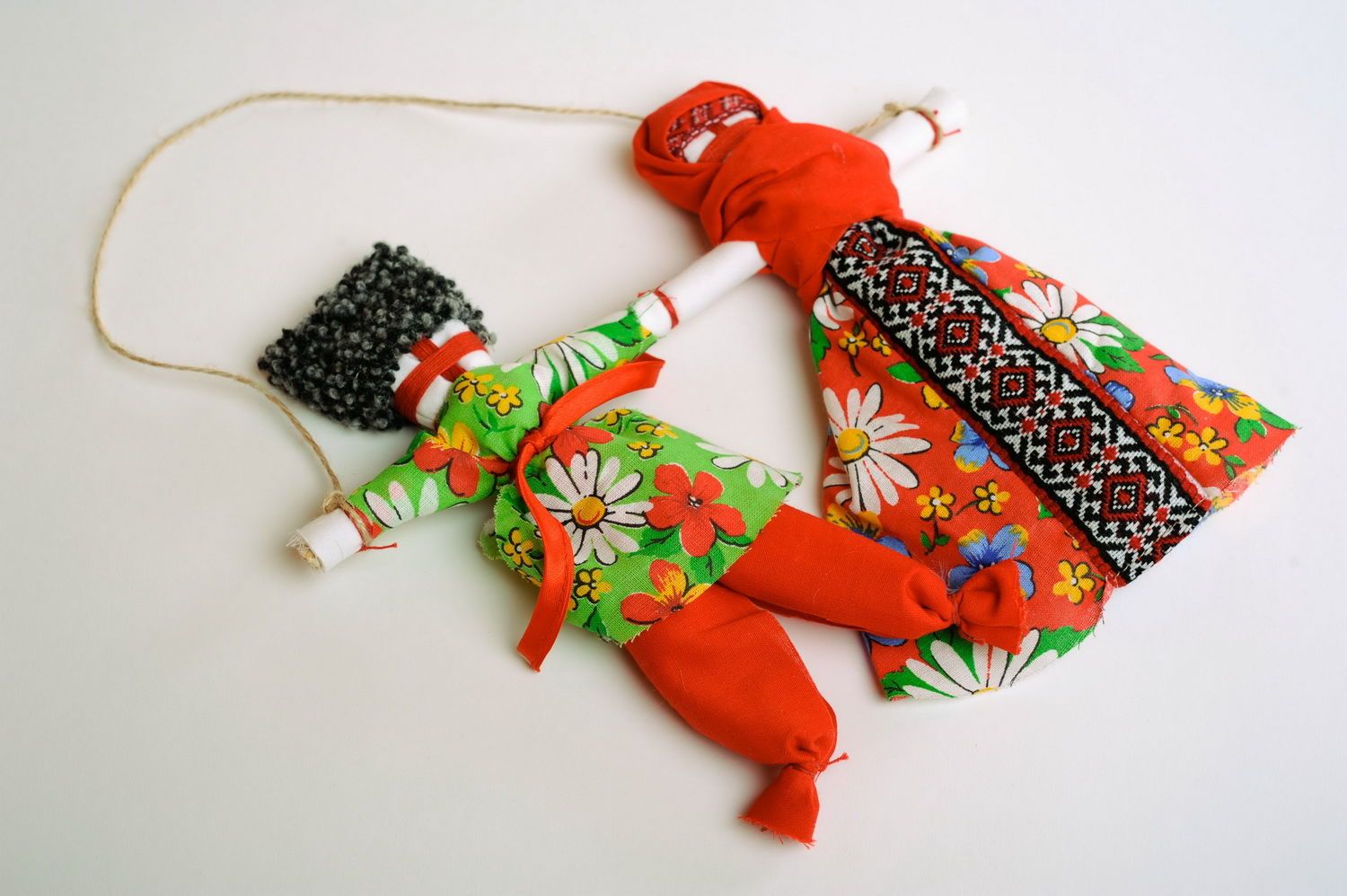 Talisman made of fabric dolls, Lovebirds photo 3