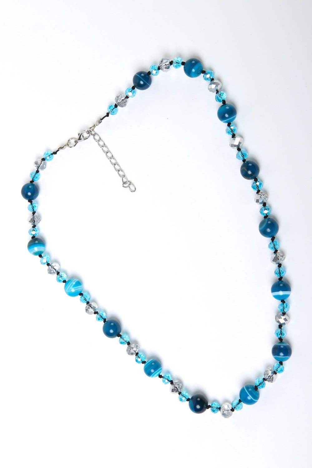 Collar original de ágata azul y cristal bisutería artesanal regalo para mujer foto 2