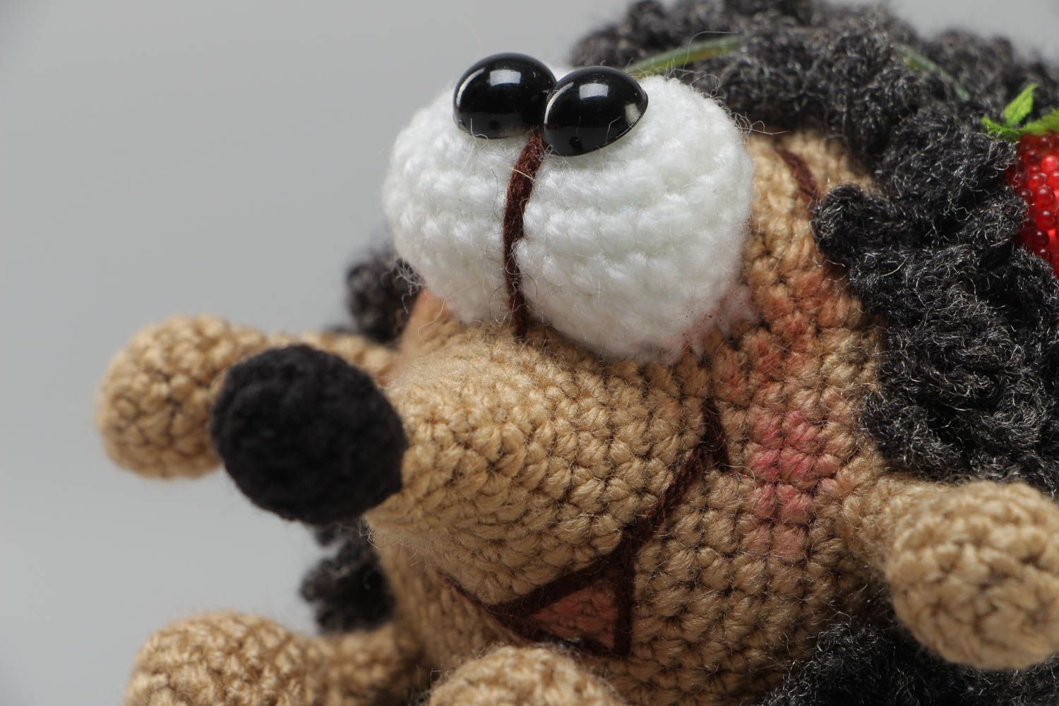 Handmade crocheted acrylic toy brown cute hedgehog present for children photo 3