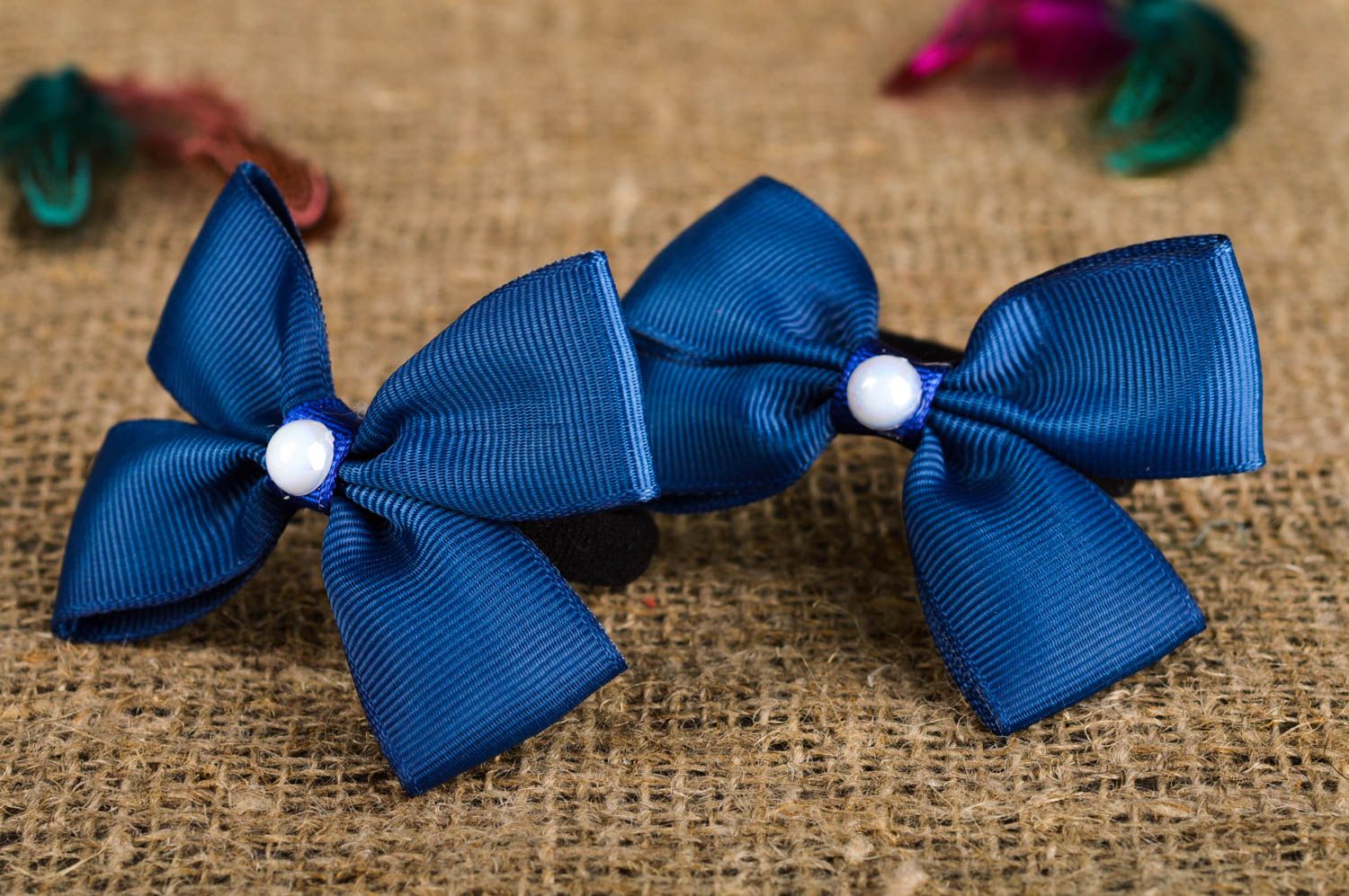 Gomas para el pelo azules accesorios para niñas hechos a mano regalos originales foto 1