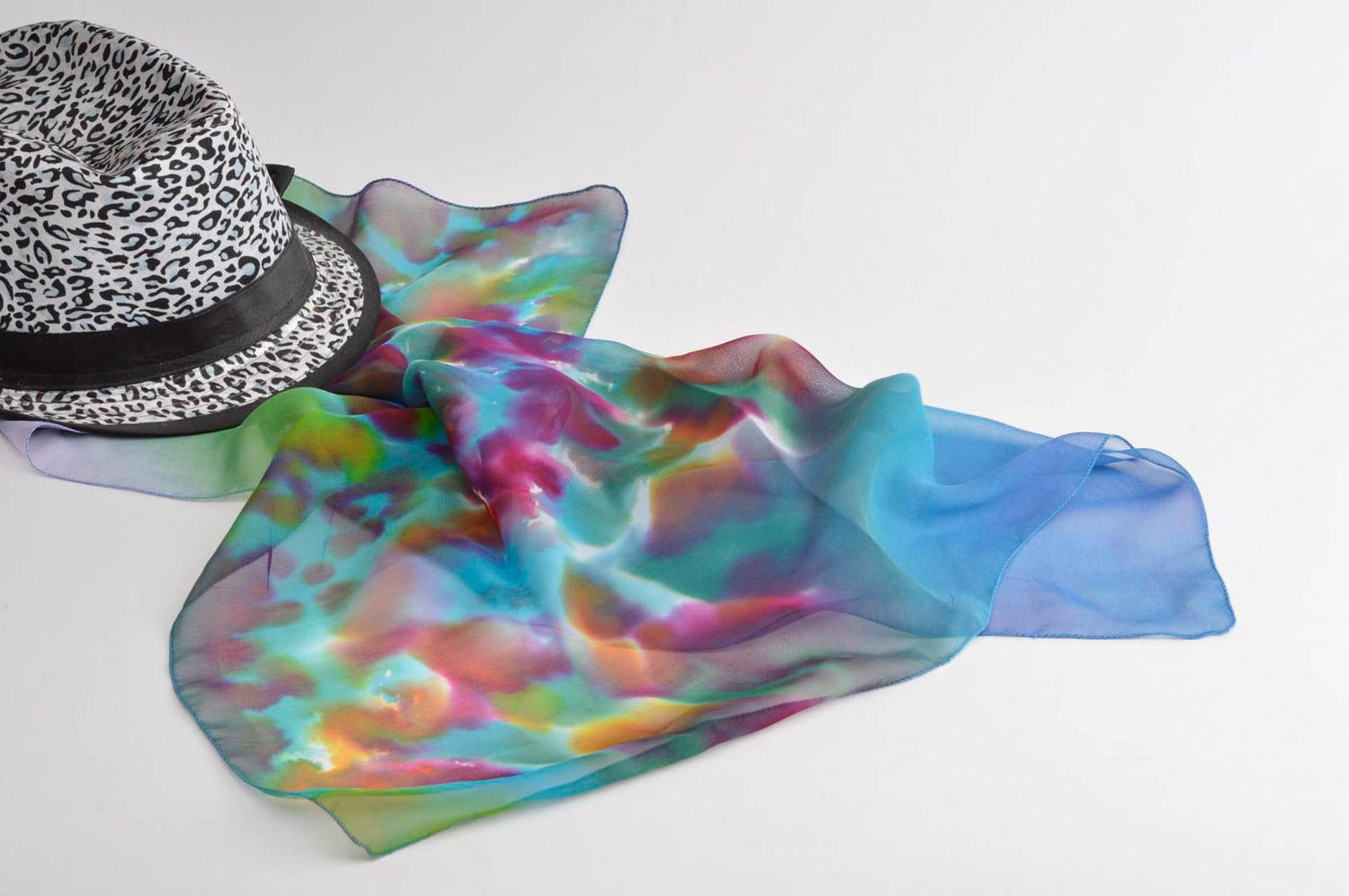 Multicolored scarf handmade colorful scarf women accessory designer present photo 1