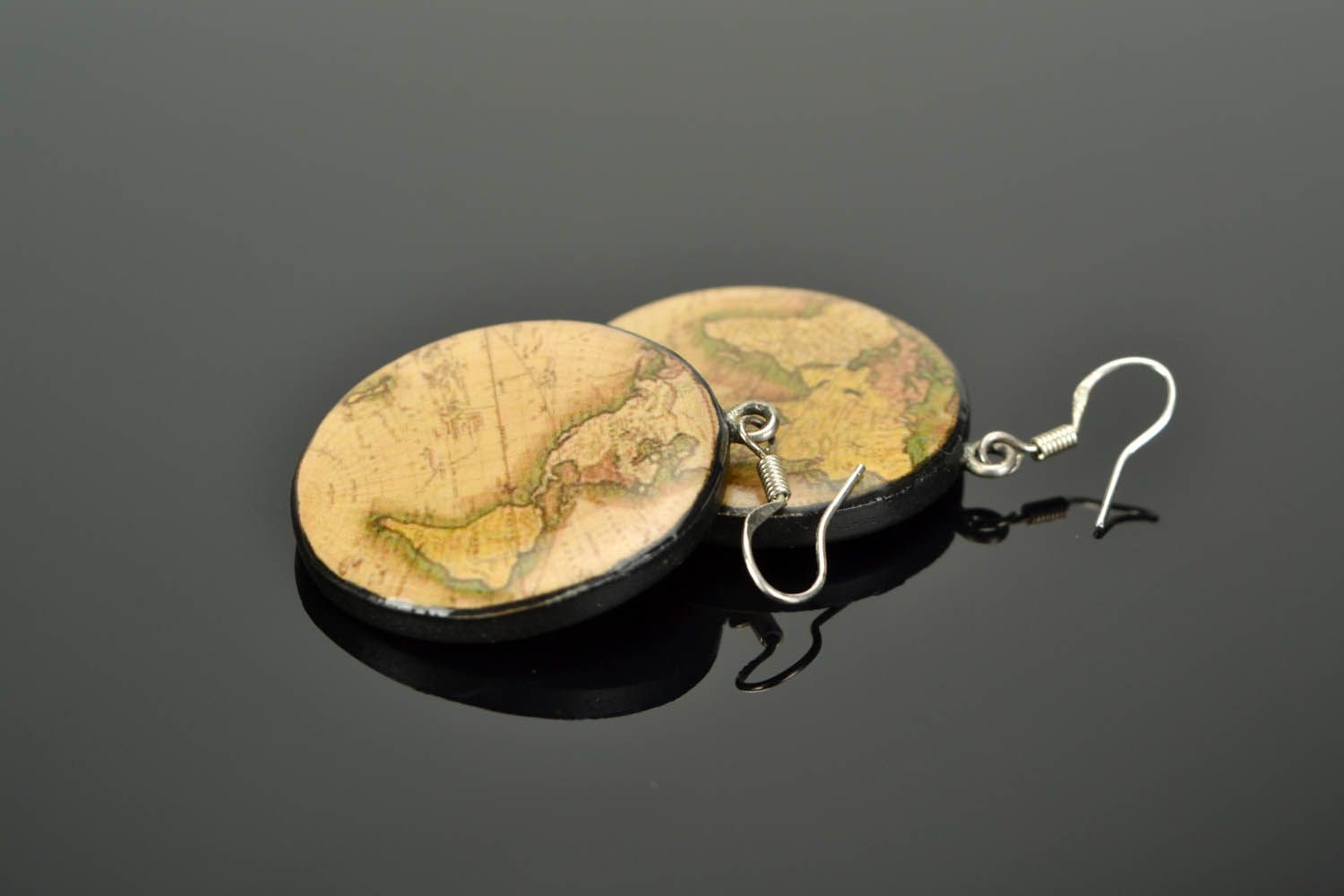 Polymer clay earrings Ancient Map photo 1
