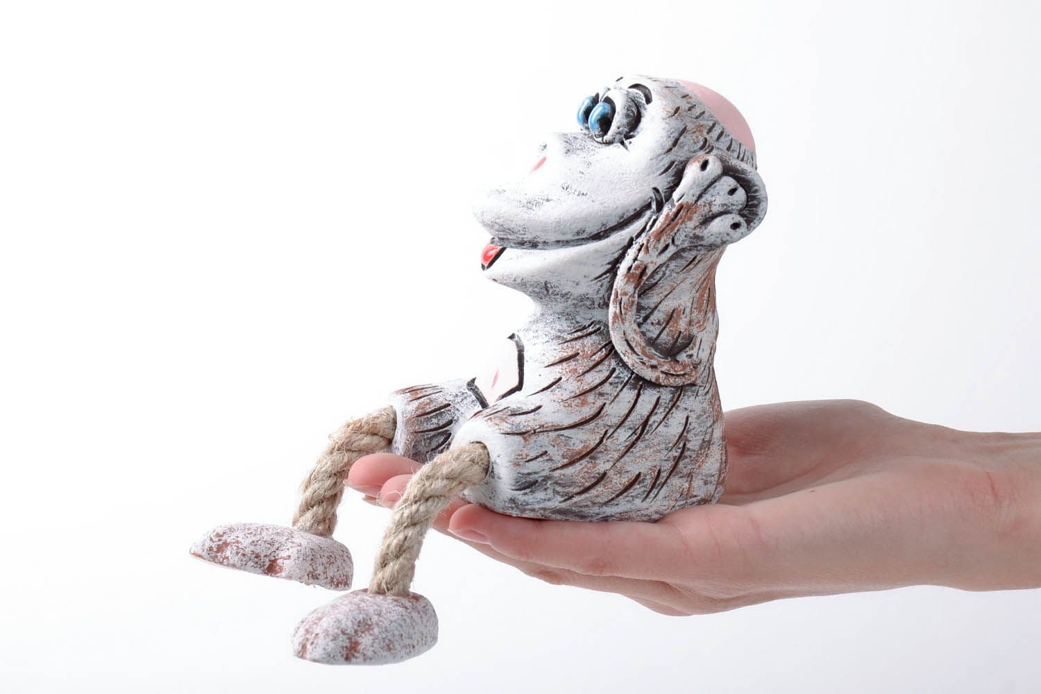Scimmia in ceramica fatta a mano figurina divertente souvenir originale foto 5