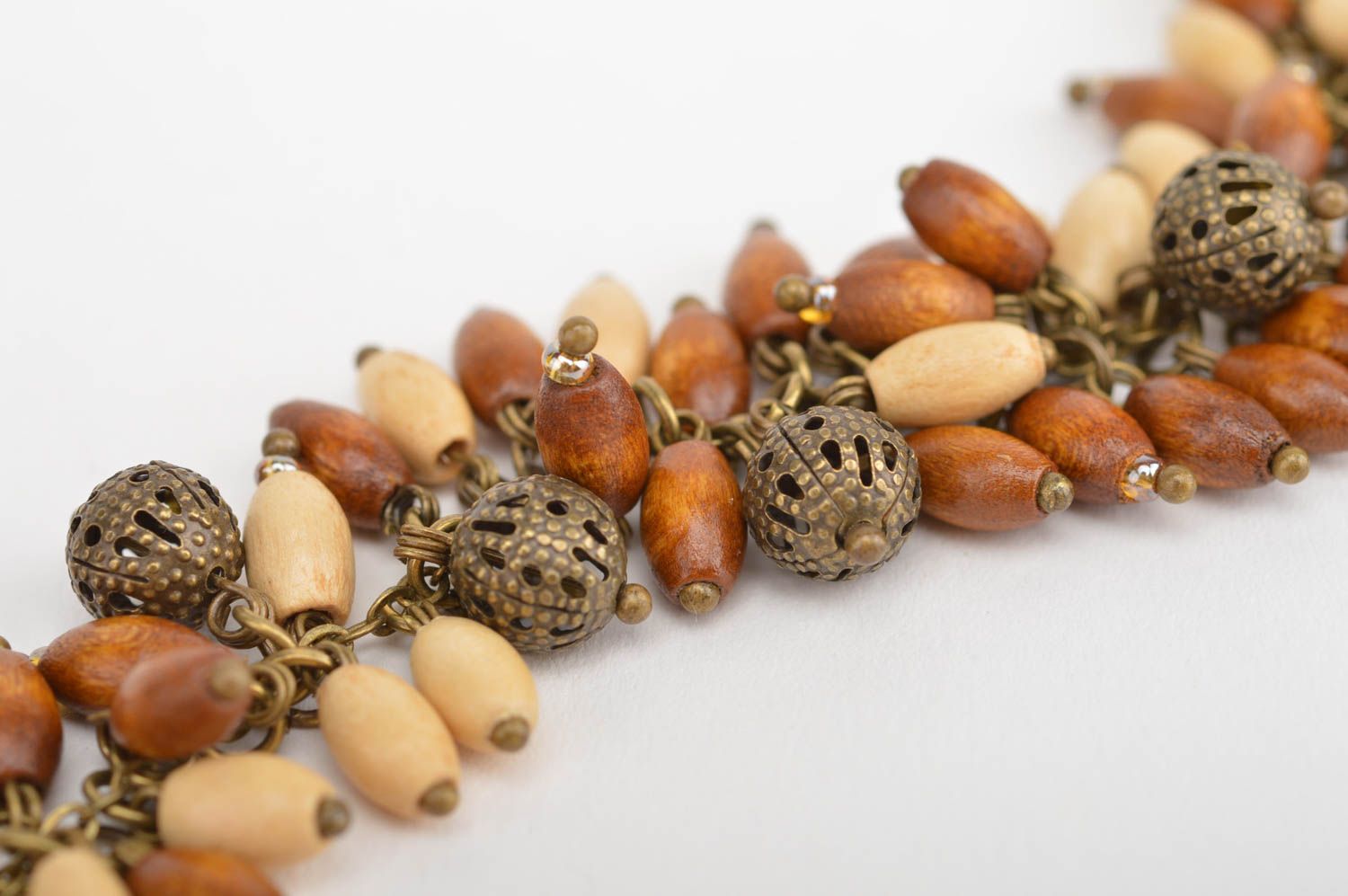 Handmade stylish accessory bracelet with wooden beads unusual cute jewelry photo 4
