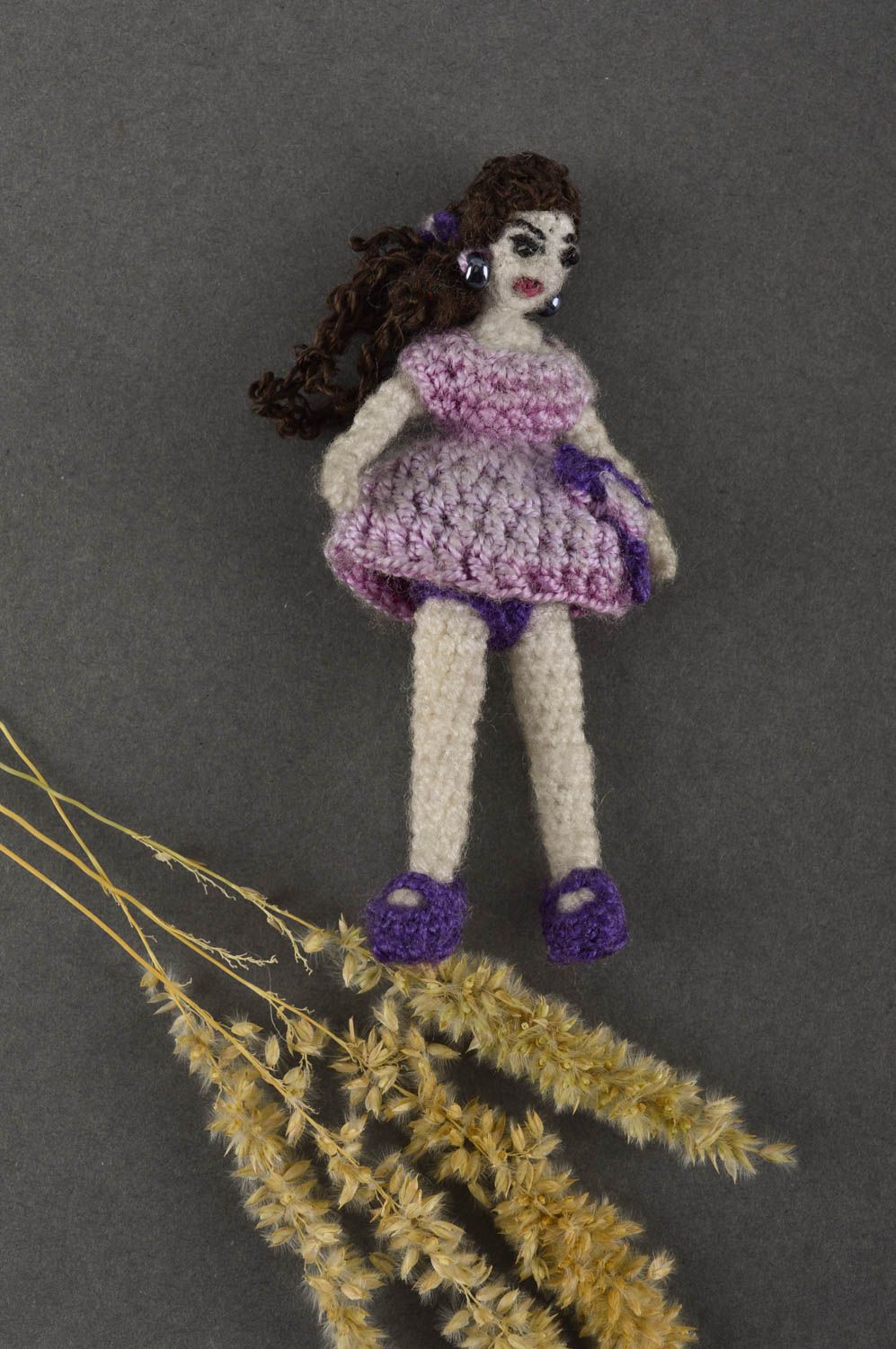 Мягкая игрушка куклы ручной работы кукла крючком интерьерная Девочка маленькая фото 1