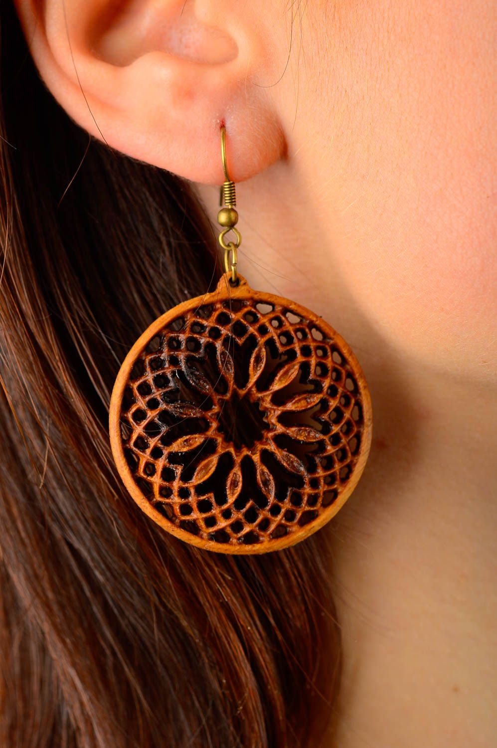 Handgefertigt hochwertiger Modeschmuck Holz Ohrringe Accessoires für Frauen foto 1