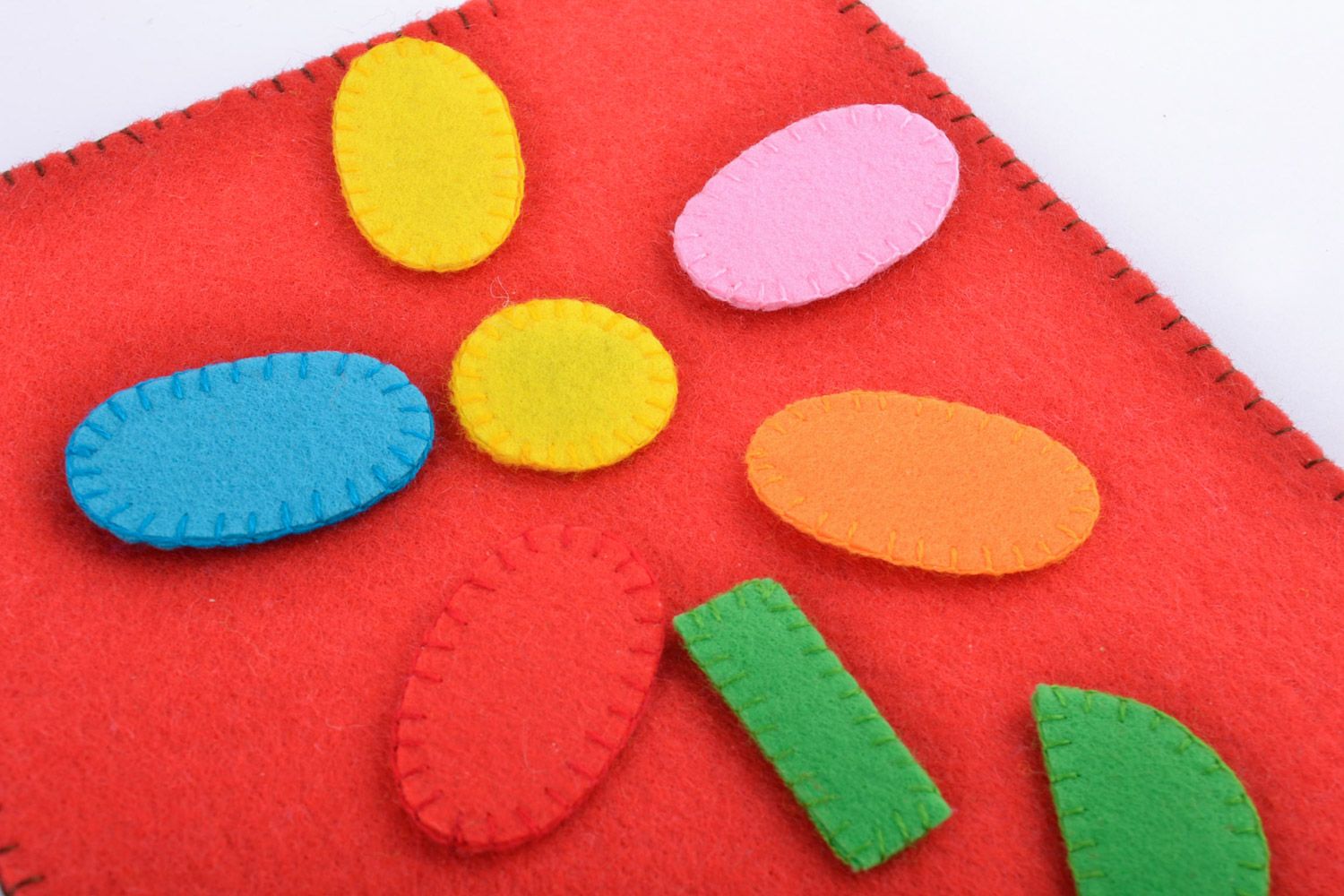 Handmade children's felt soft educational toy with geometric figures photo 3