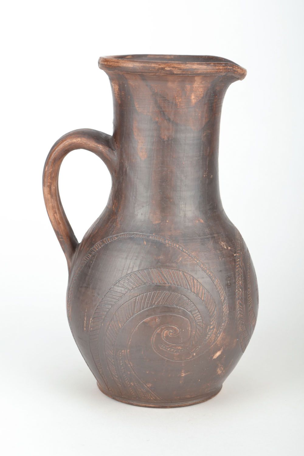 60 oz 11 inches brown wine carafe handmade pottery 2,8 lb photo 3