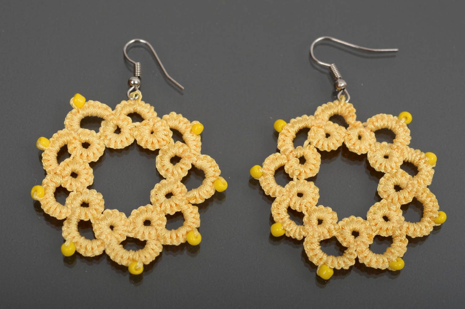 Unusual handmade woven thread earrings textile jewelry designs gifts for her photo 1