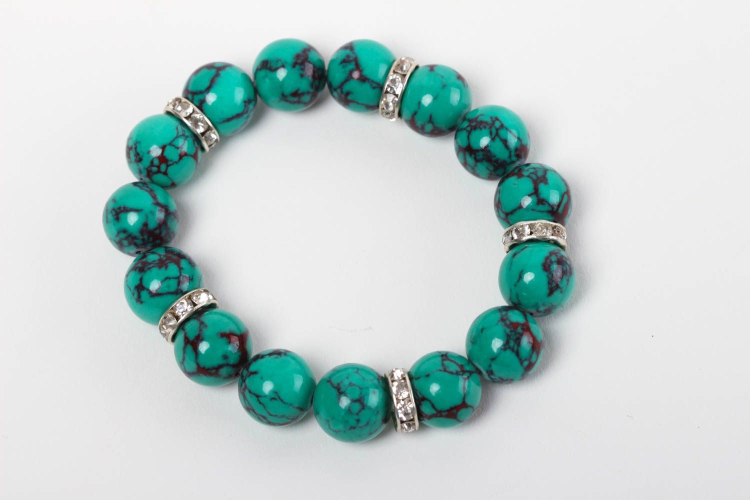 Bracelet en pierres naturelles fait main turquoise Accessoire femme tendance photo 2
