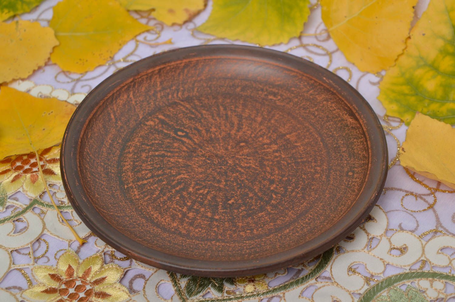 Öko Geschirr handmade Teller Keramik flache Teller für die Küche Teller braun foto 1