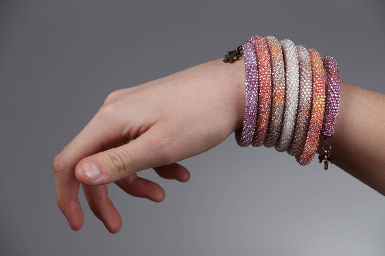 Bracelete exclusivo de miçangas japonesas Espiral colorido  foto 5