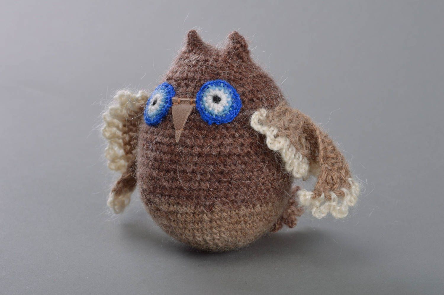 Soft crocheted toy handmade unusual owl cute present for children home decor photo 2