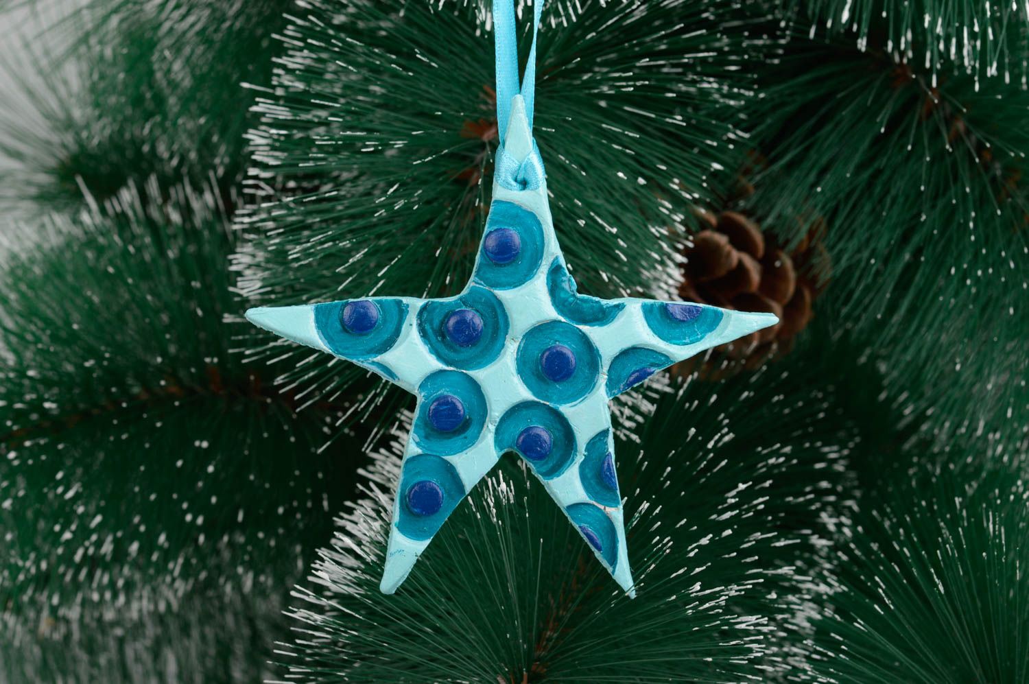 Игрушка на елку хэнд мэйд декор для дома игрушка из глины керамическая звезда фото 1