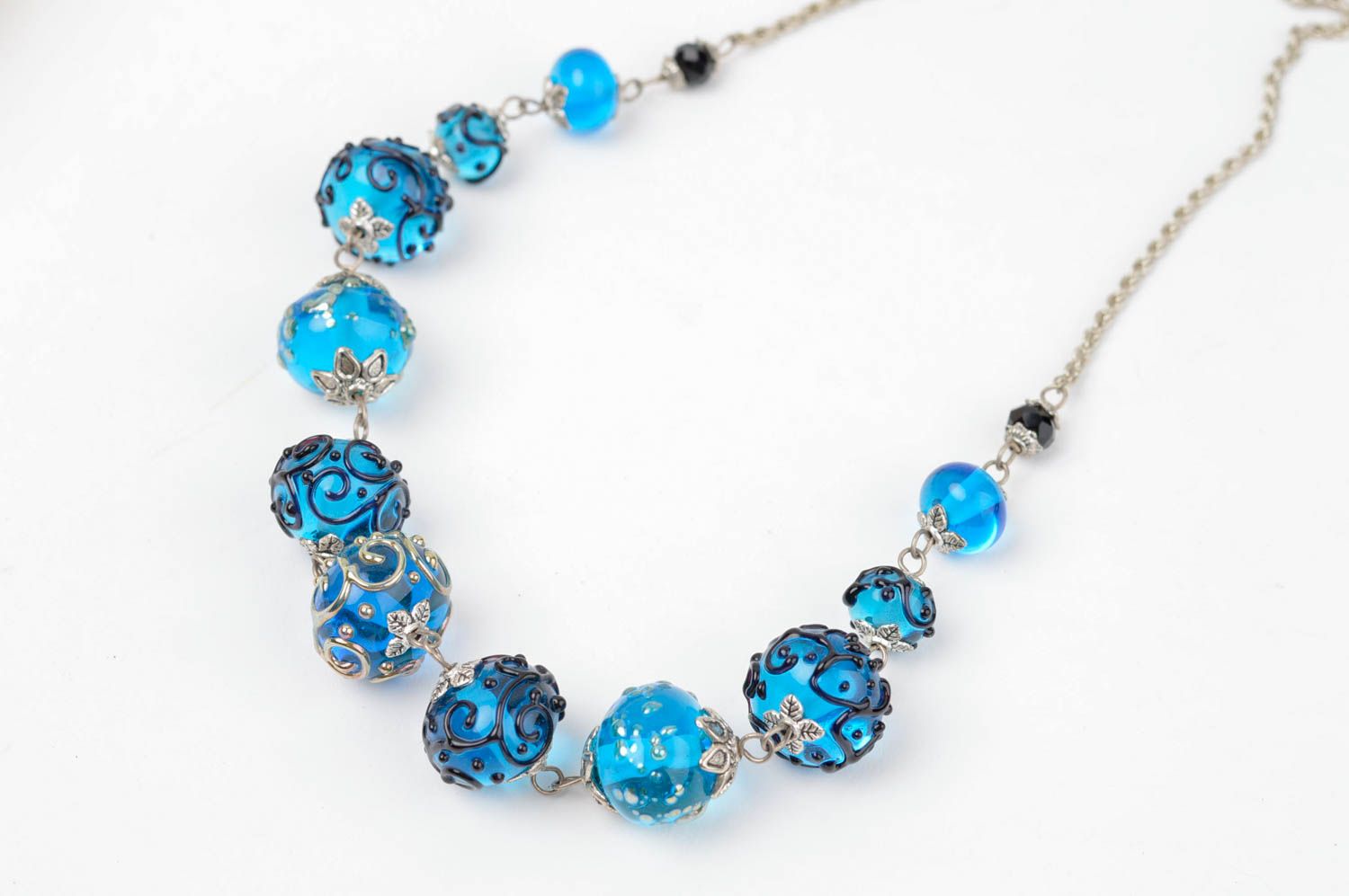 Handmade Damen Collier in Blau Modeschmuck Halskette Accessoire für Frauen foto 2