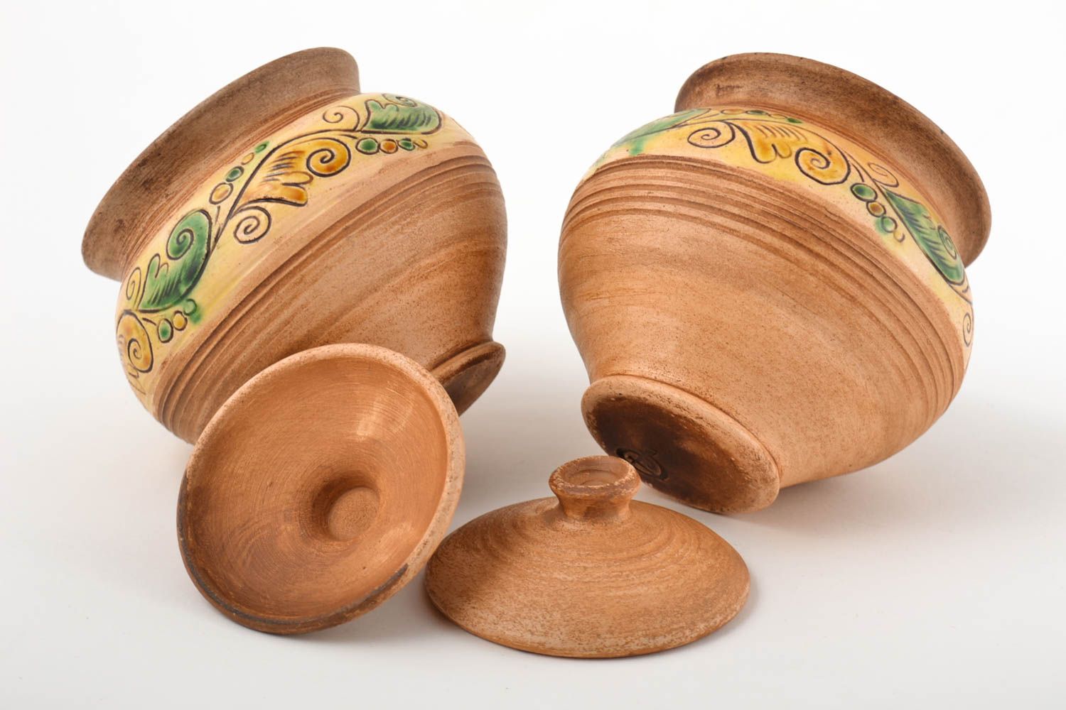 Conjunto de 2 potes con tapa tarros de cerámica artesanales utensilios de cocina foto 4