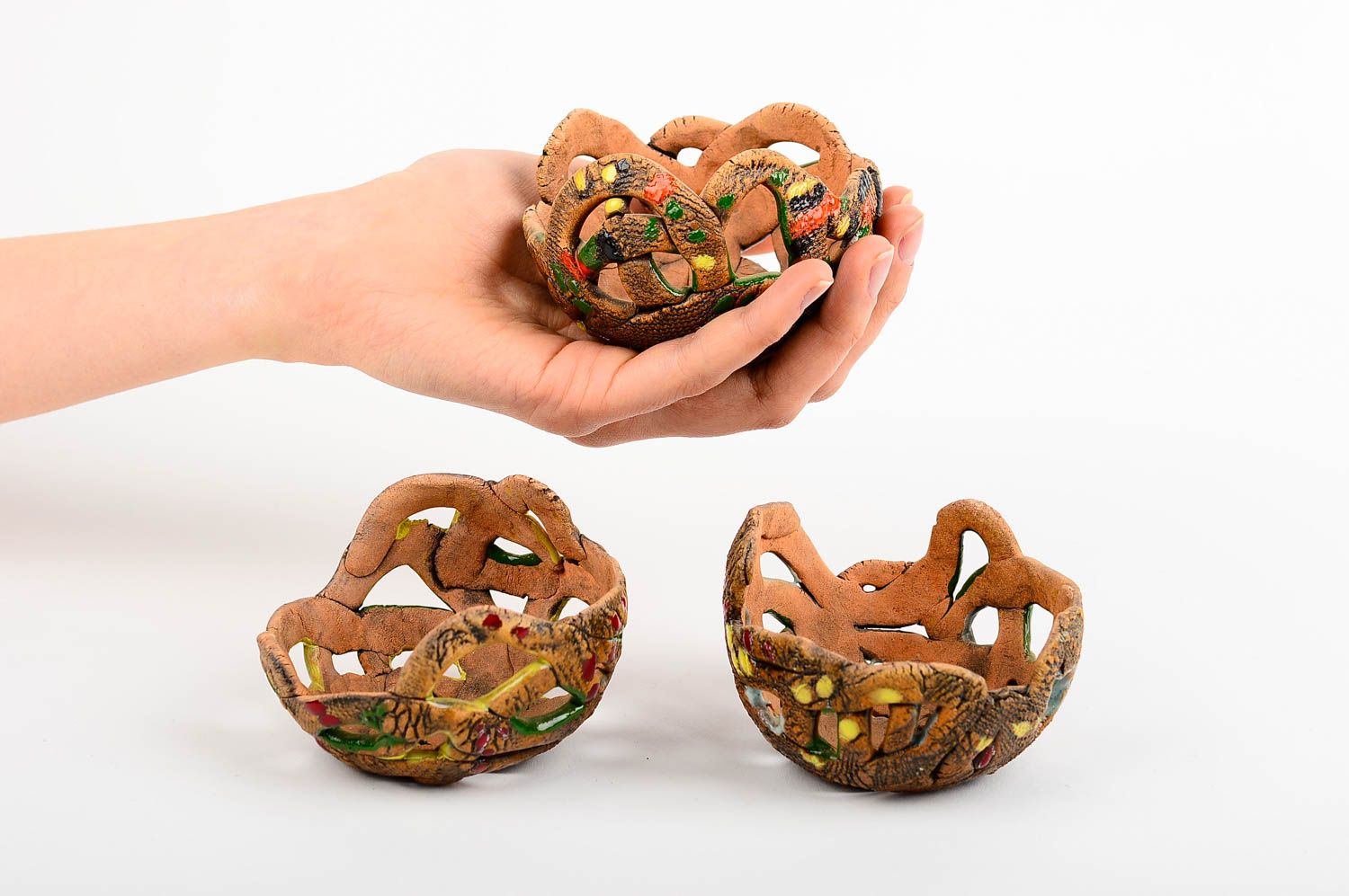 Portavelas de cerámica hechos a mano decoración de casa regalo original foto 2