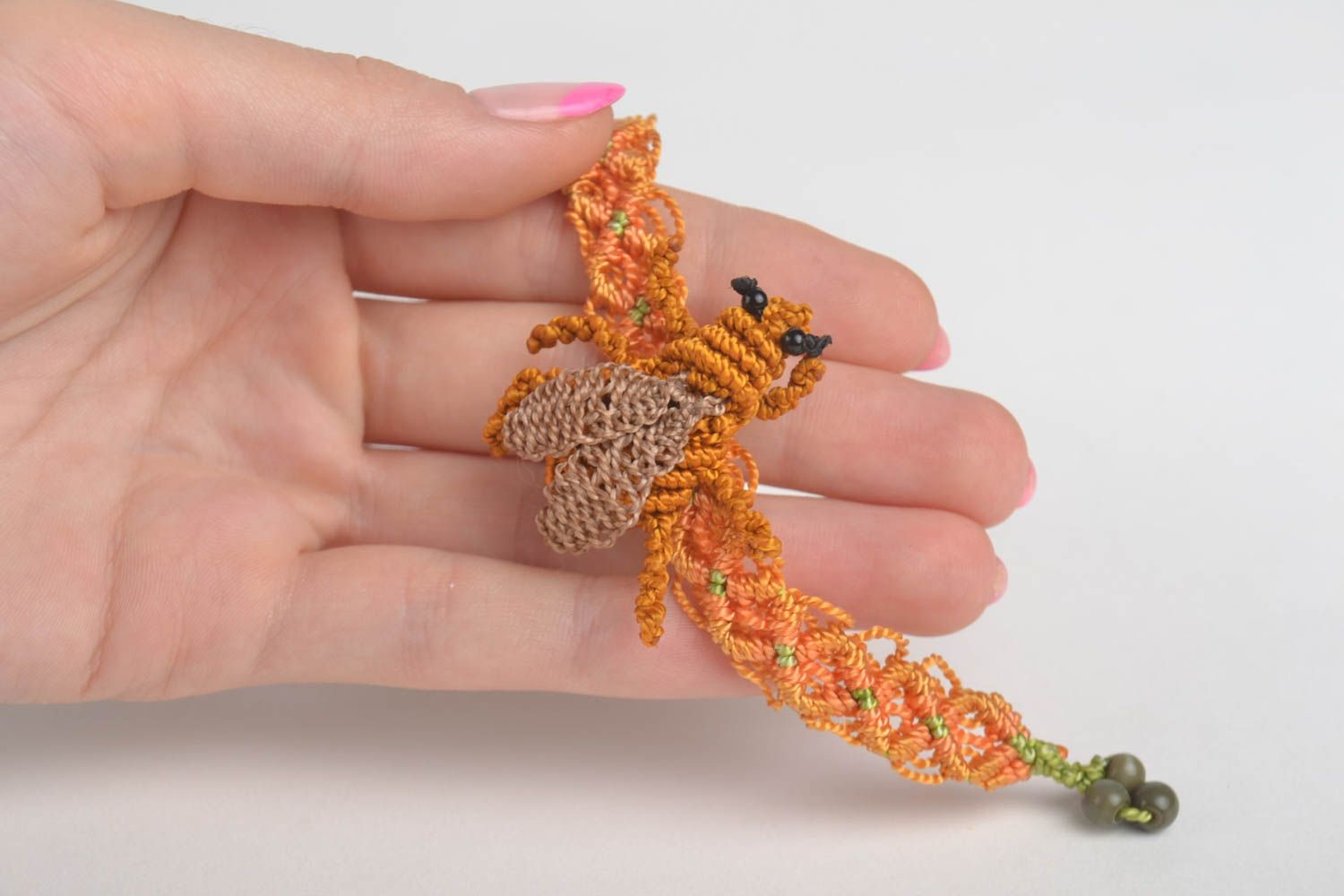 Bracelet textile Bijou fait main en fils synthétiques Broche fantaisie cadeau photo 5