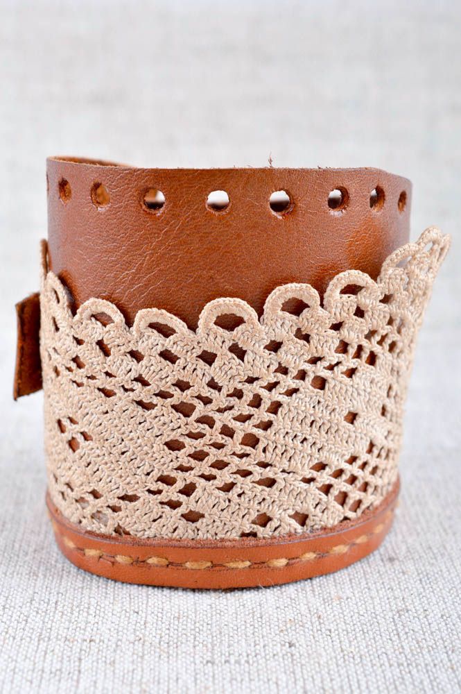 Unusual handmade leather bracelet lace bracelet design fashion trends buy a gift photo 1