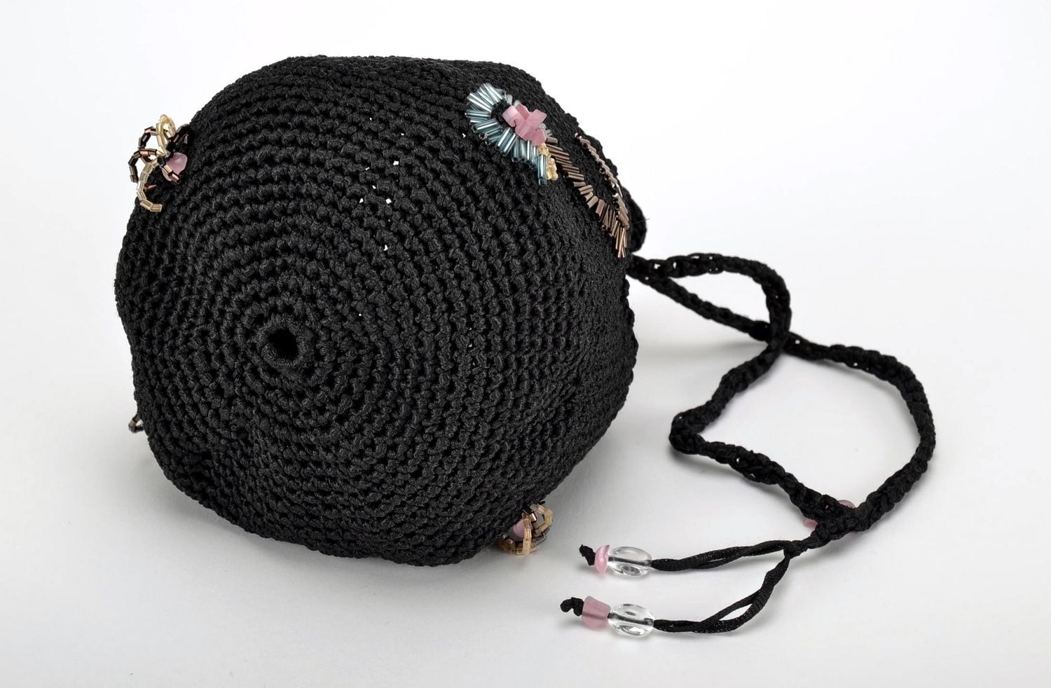Knitted black cocktail bag photo 4