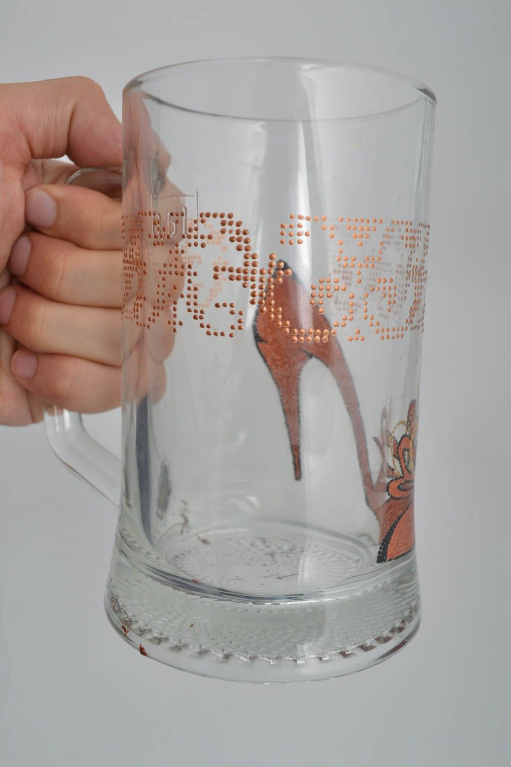 Verre à bière fait main Vaisselle en verre Cadeau original peint souvenir 50 cl photo 3