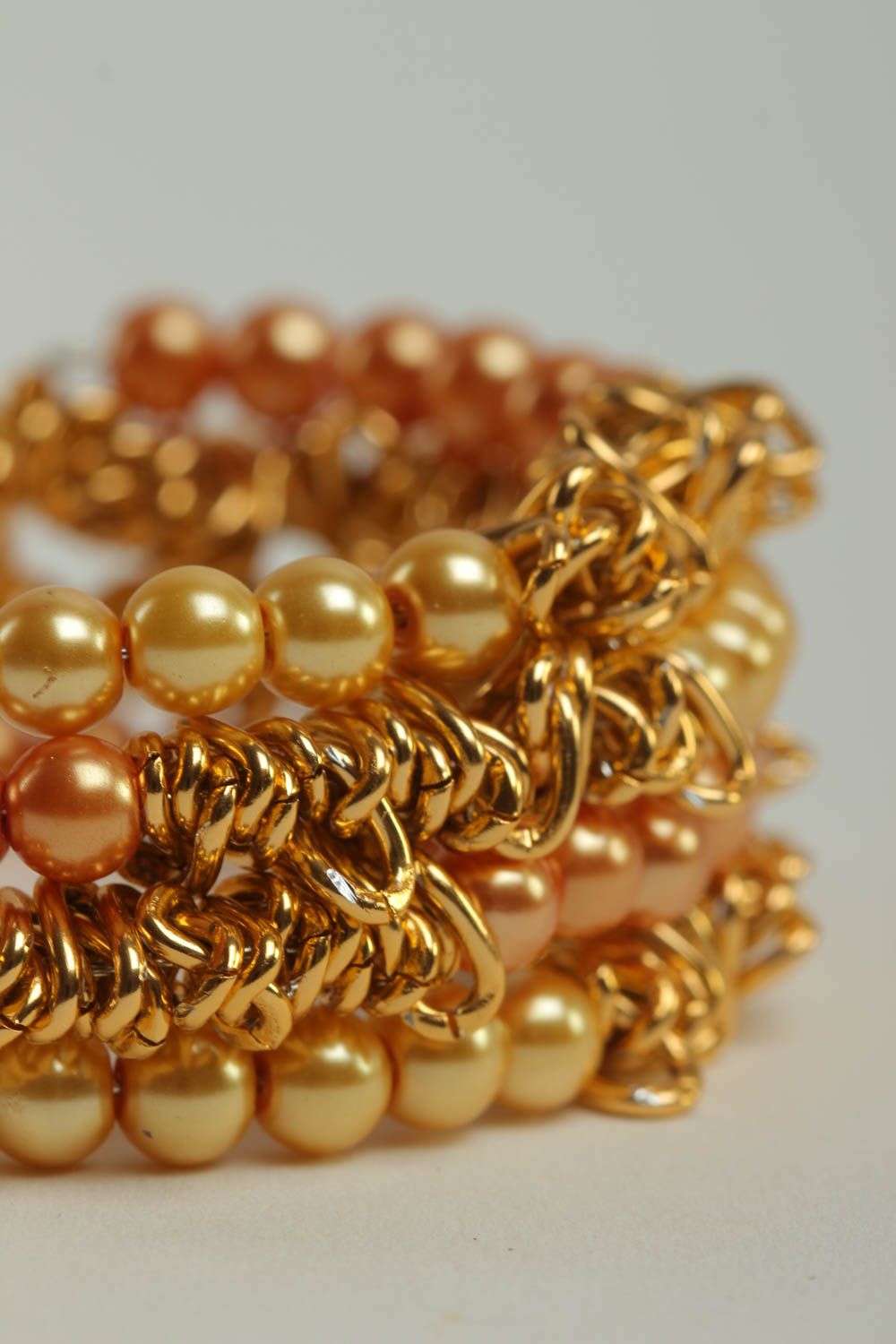 Bracelet perles fantaisie jaune Bijou fait main avec chaînes Accessoire femme photo 4