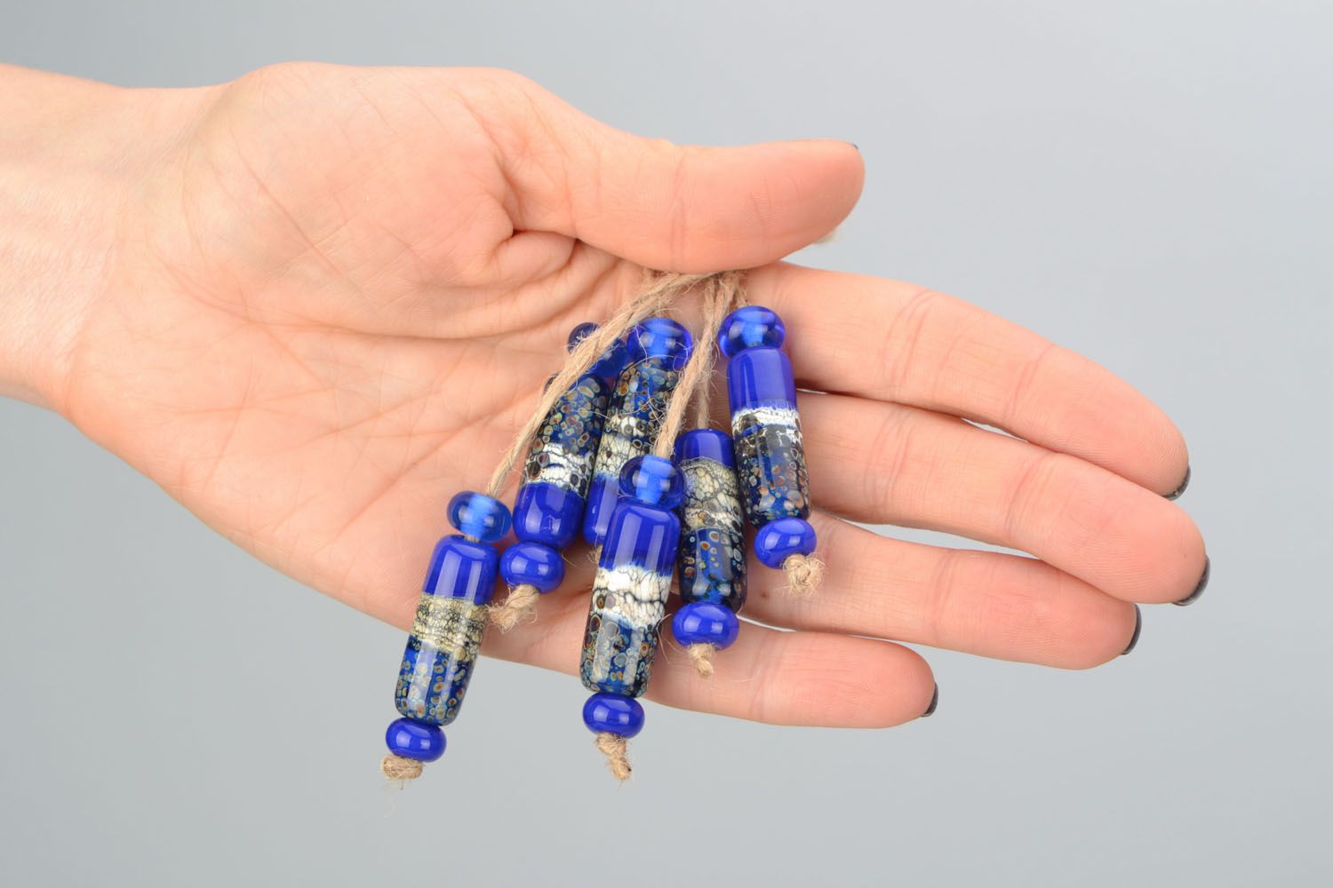 Beautiful blue lampwork beads photo 3