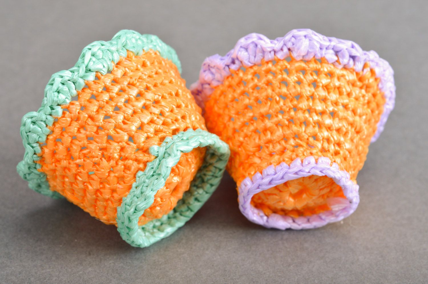 Supports pour oeuf de Pâques tricotés au crochet à la main 2 pièces orange photo 5