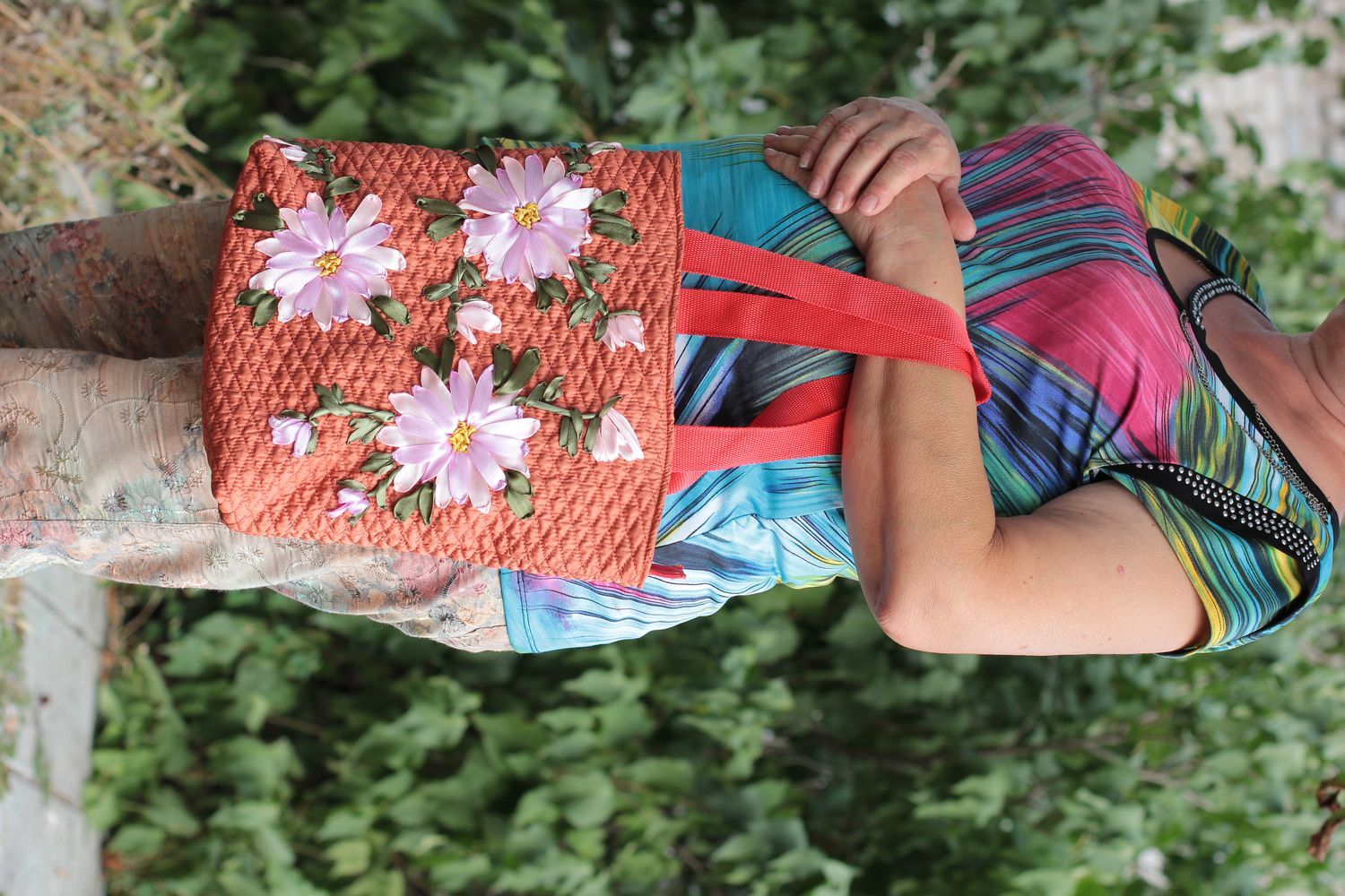 Handmade unusual shoulder bag designer embroidered bag stylish accessory photo 5