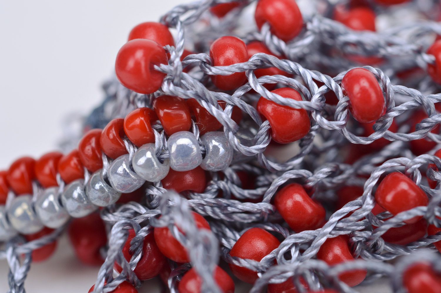 Künstlerisches tolles rotes Collier aus Glasperlen für echte Modedame Handarbeit foto 4