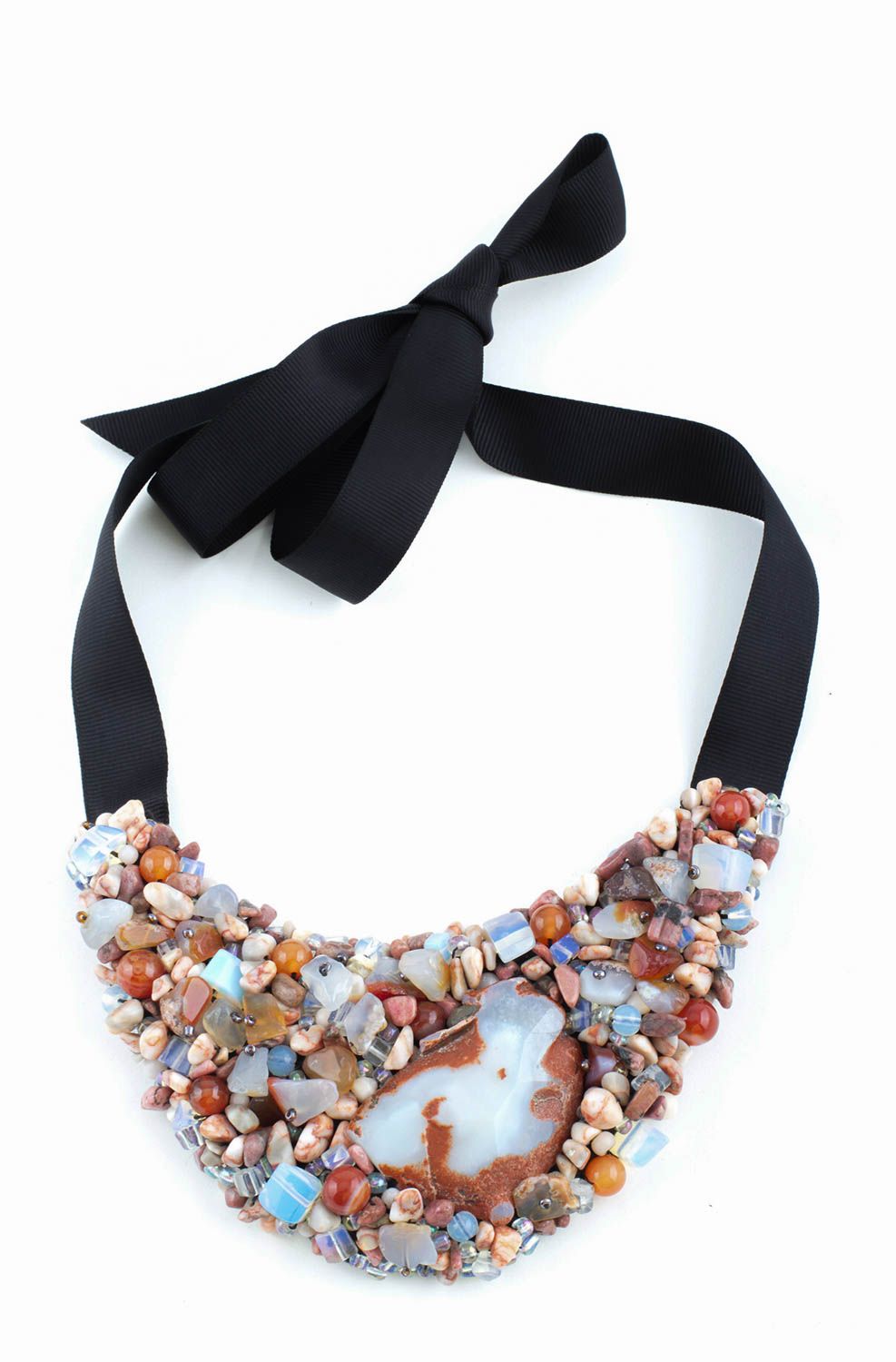 Handmade necklace trendy jewels designer gift natural stones jasper accessory photo 3