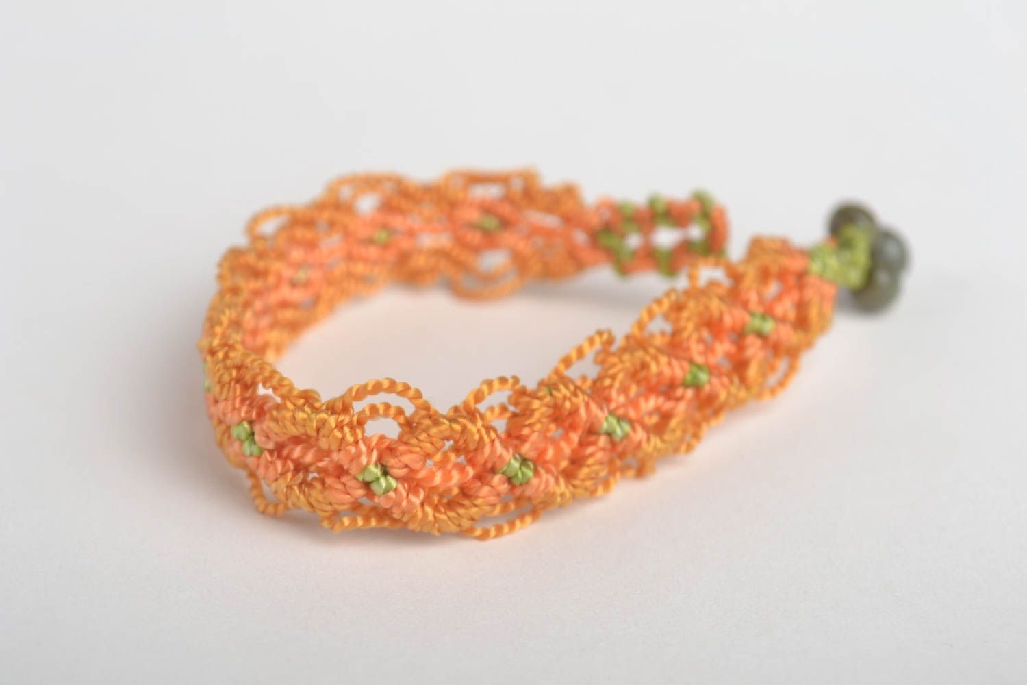 Bracelet textile Bijou fait main Accessoire femme orange tressé original photo 3