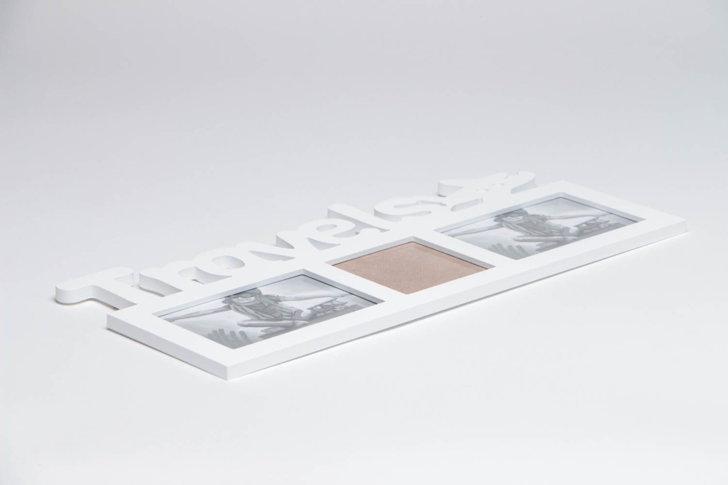 Handgemachter weißer Fotorahmen aus Holz für drei Fotos schön rechteckig foto 4