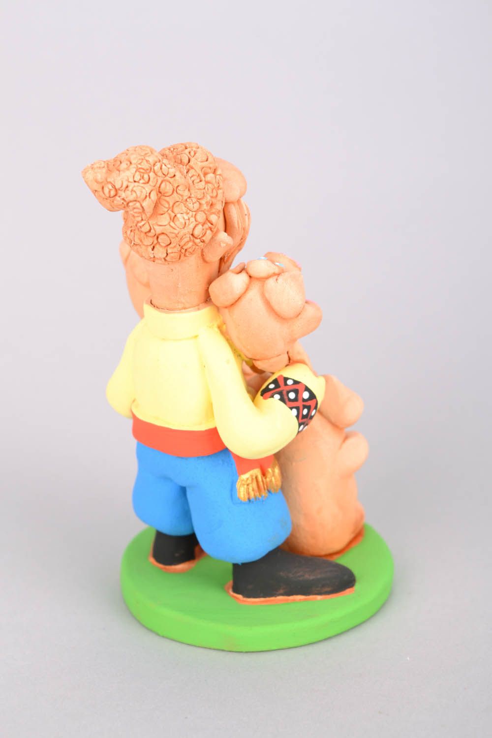 Handmade ceramic statuette The Cossack with Piglets photo 5