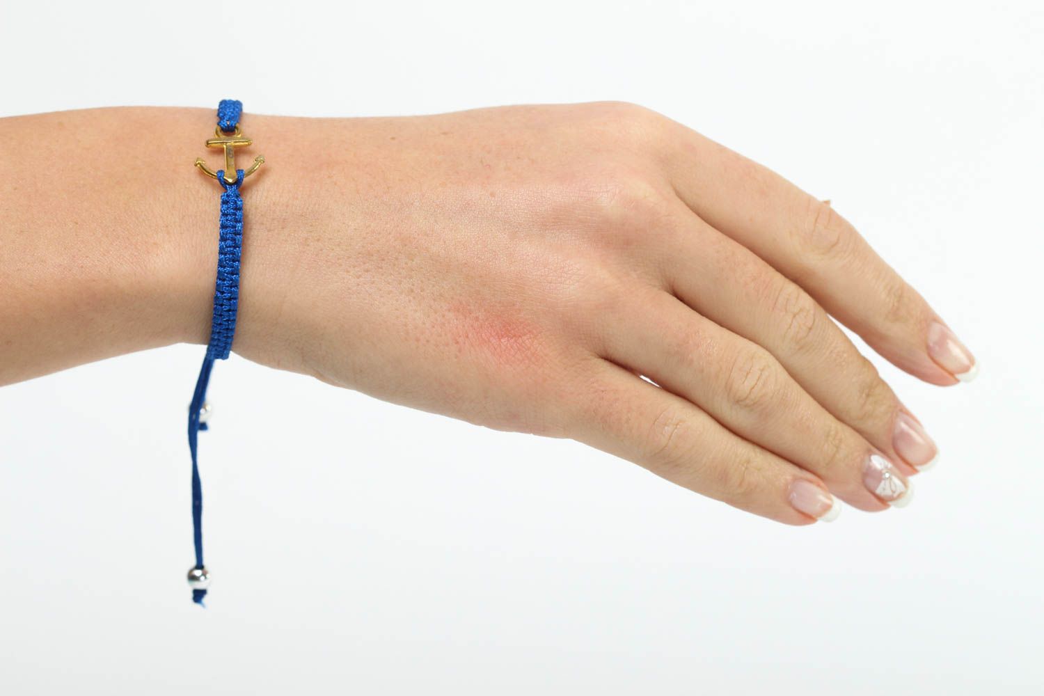 Браслет с якорем ручной работы украшение в морском стиле модный браслет синий фото 5
