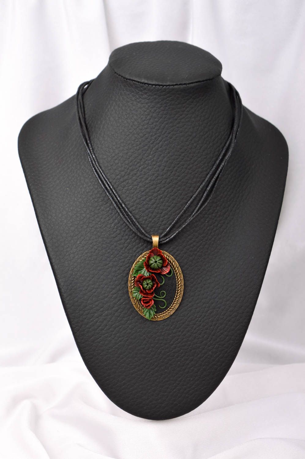 Handmade feminine accessory designer beautiful pendant unusual pendant on lace photo 1