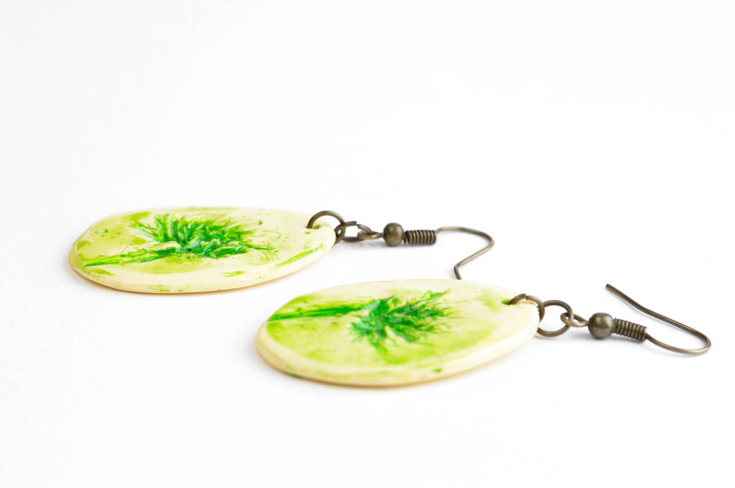 Handmade polymer clay earrings bright designer accessory earrings with charms photo 3