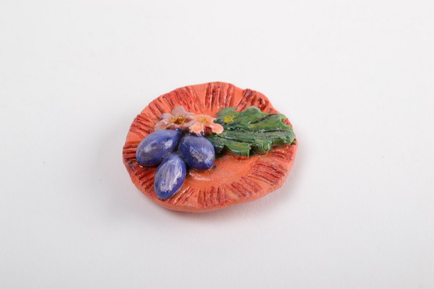 Runder origineller Keramik Kühlschrank Magnet handmade mit Acrylfarben bemalt  foto 2