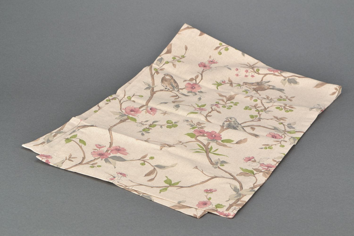 Nappe de table en tissu de coton avec imprimé floral original fait main photo 2
