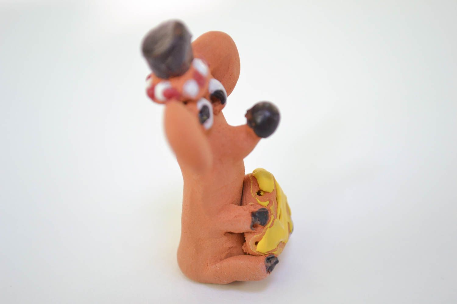 Figurina fatta a mano in ceramica carino animaletto souvenir in terracotta foto 2