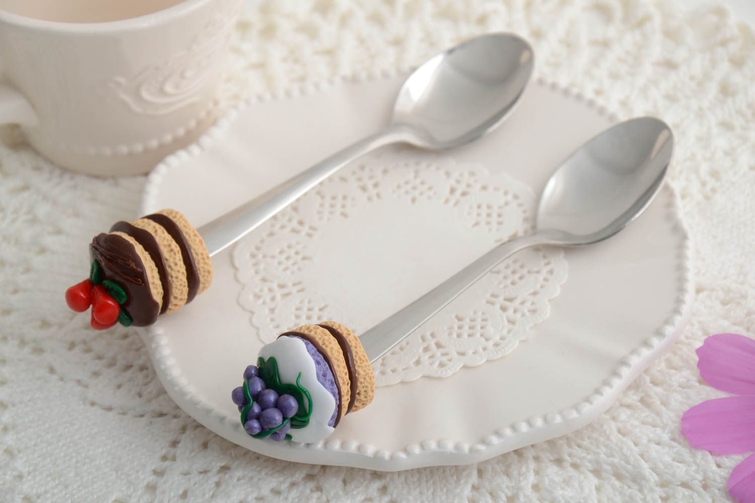 Set of 2 handmade tea spoons childrens cutlery best flatware dessert spoons photo 1