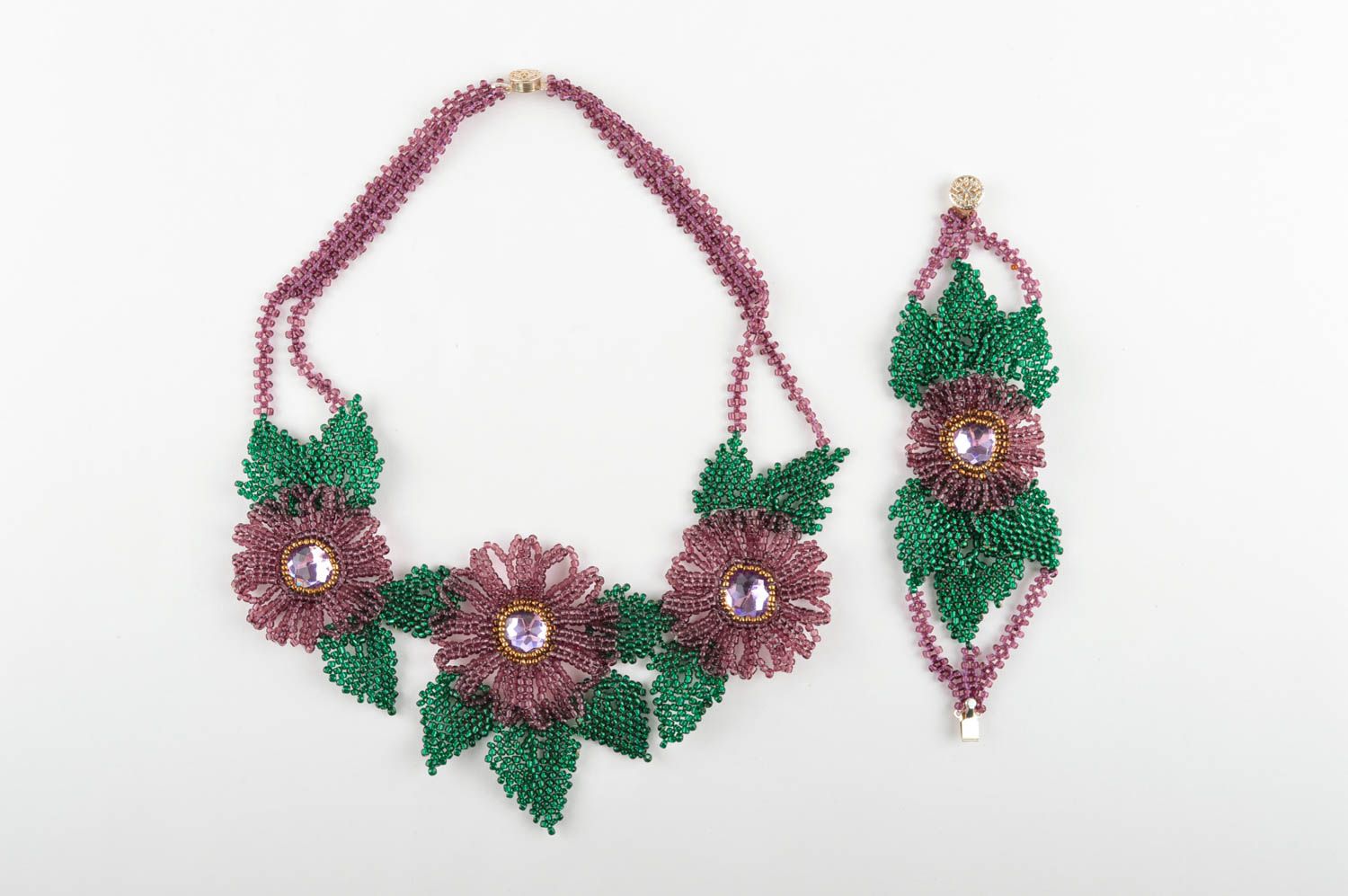 Set fiori fatto a mano di collana e bracciale kit di accessori di perline foto 2