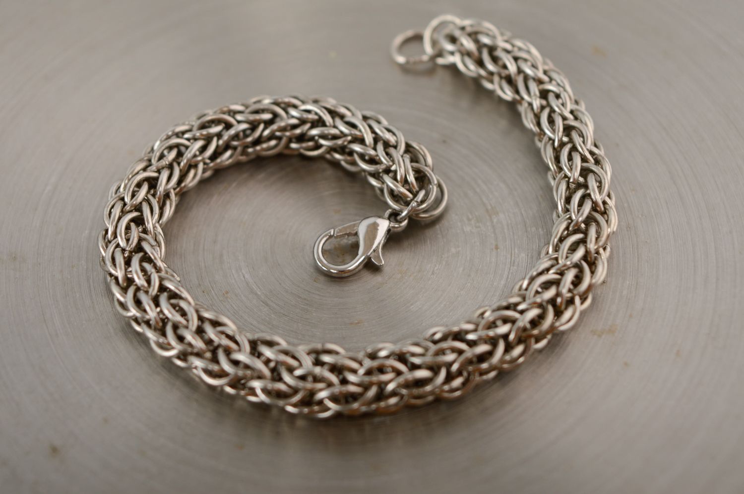 Unusual women's chainmail metal bracelet photo 5