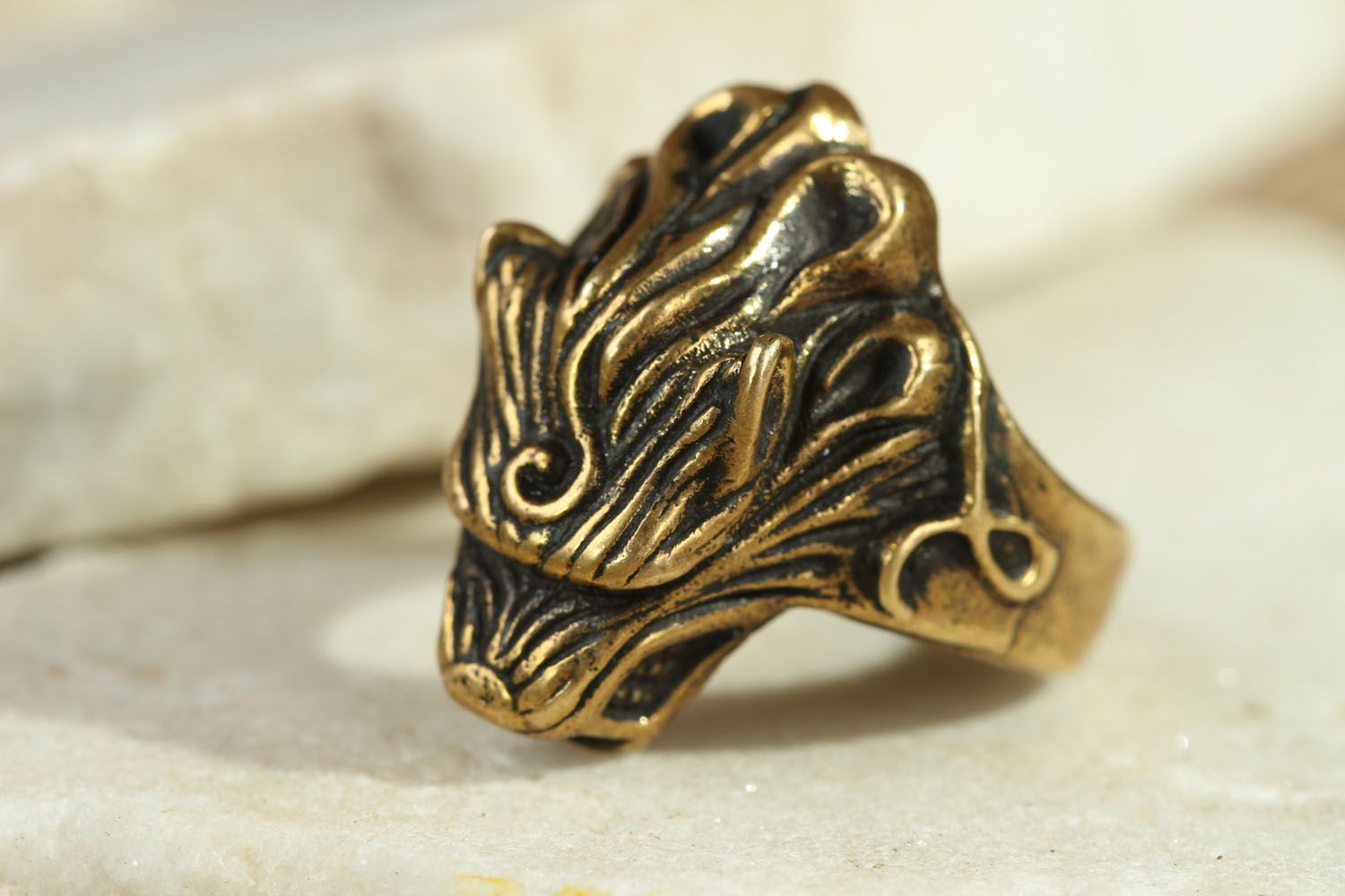 Anel de bronze feito à mão Dragão chinês  foto 2