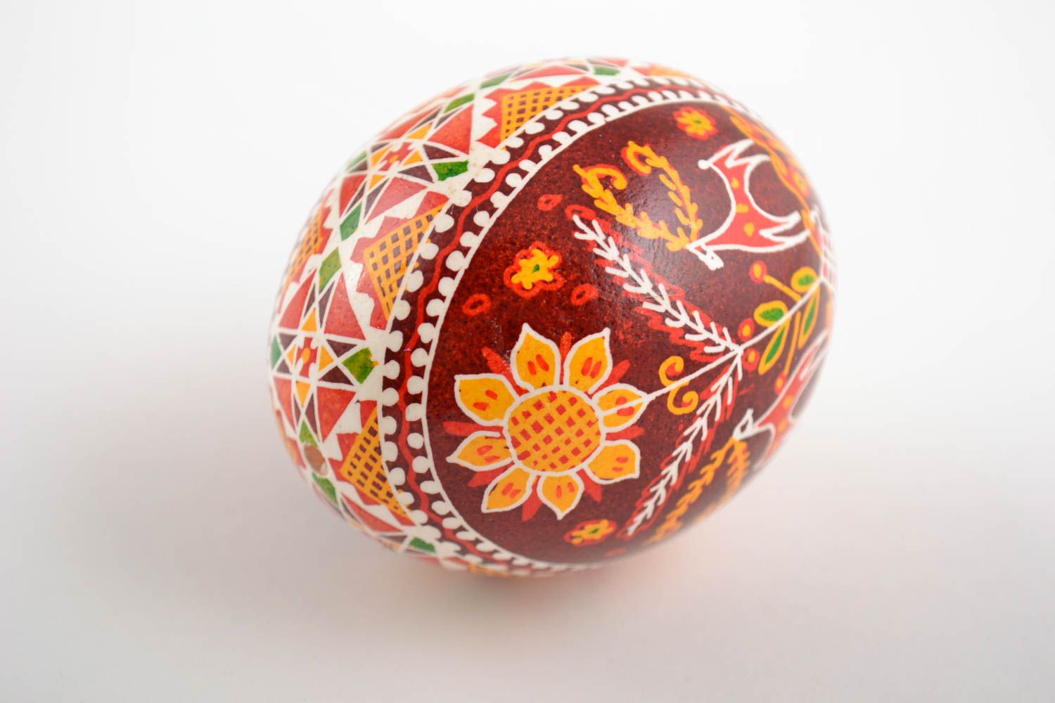 Handmade bright painted Easter egg with birds pattern home decor photo 4