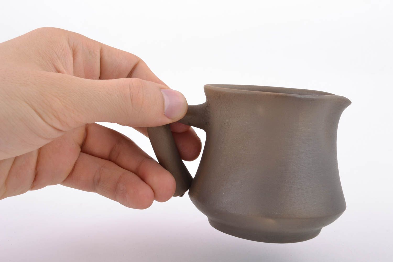 10 oz ceramic handmade creamer pitcher in brown color 0,41 lb photo 3