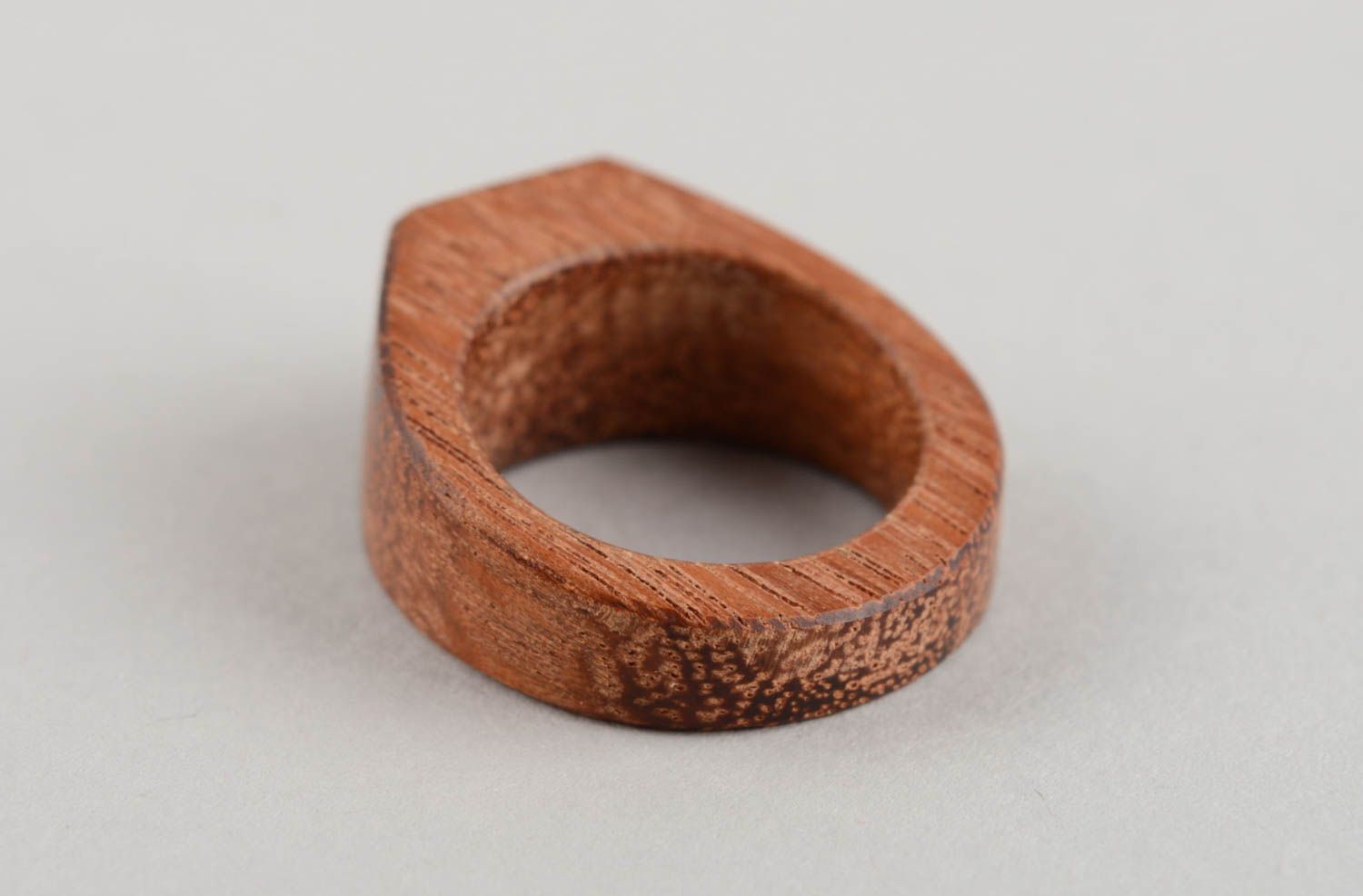 Handmade designer laconic wooden carved eco friendly jewelry ring unisex jewelry photo 4